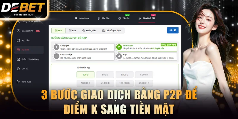 3 bước giao dịch bằng P2P để điểm K sang tiền mặt