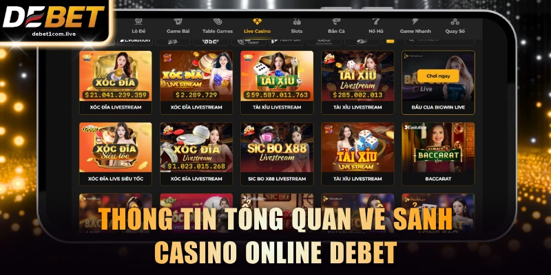 Thông tin tổng quan về sảnh casino online DEBET