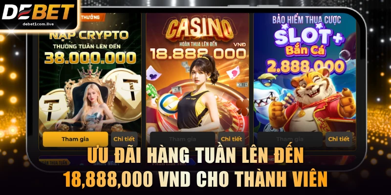 Ưu đãi hàng tuần lên đến 18,888,000 VND cho thành viên